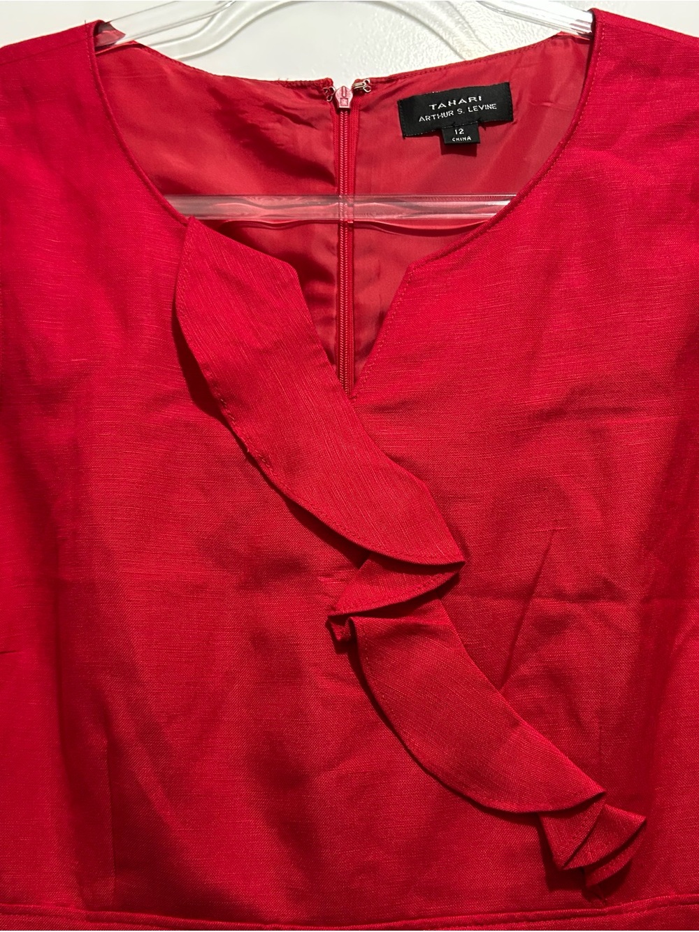 Feminine Red Ruffle Sheath Mini Dress - Picture 2 of 6
